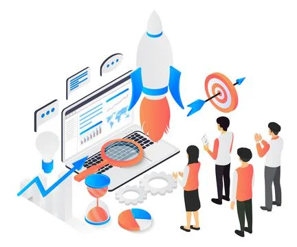 Illustration of a successful rocket launch Stock Illustration