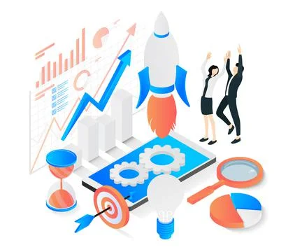 Illustration of a successful rocket launch Stock Illustration