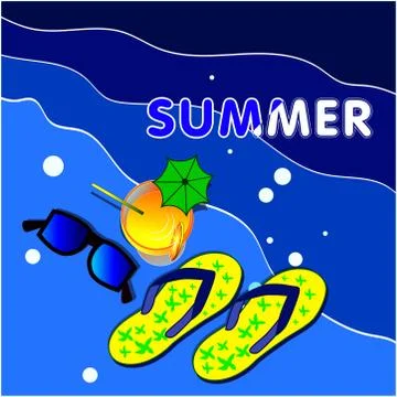Illustration summer background holiday elements with wave texture Stockillustratie