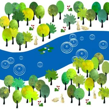 Illustration with a summer forest Stock Illustration
