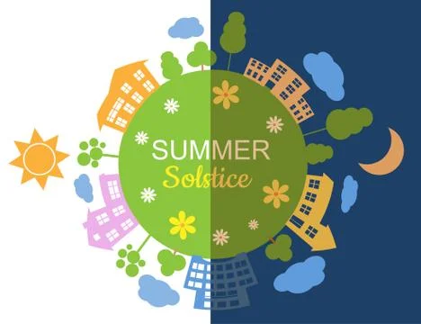 Illustration of summer solstice Illustrazione stock