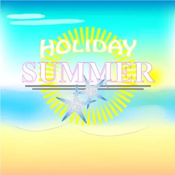 Illustration of summer text with beach background 스톡 일러스트