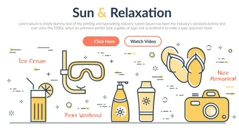 Illustration of summer web site header. Stock Illustration