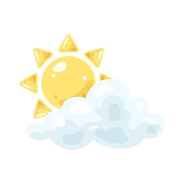 Illustration of sun behind cloud 스톡 일러스트