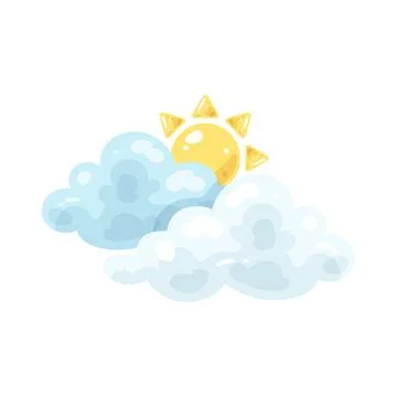 Illustration of sun behind large cloud 스톡 일러스트