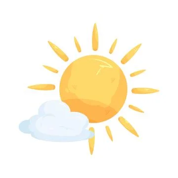 Illustration of sun behind small cloud 스톡 일러스트