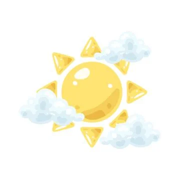 Illustration of sun behind small cloud 스톡 일러스트