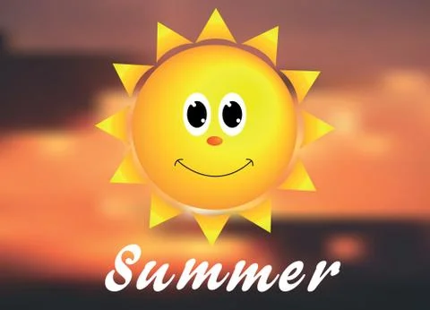 Illustration of a sun with a face. Stock-Illustration