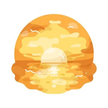 Illustration of sunset over water Ilustração Stock