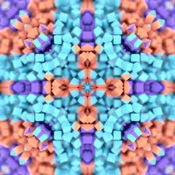 Illustration of a symmetrical pattern of small multicolored cubes. 3d render Stock Illustration