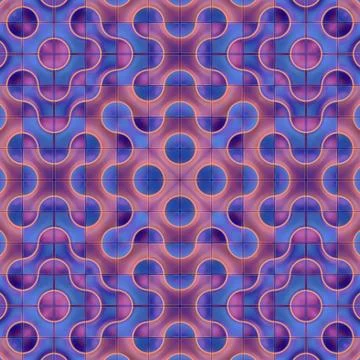 Illustration of a symmetrical wavy pattern with lines and circles. 3d render イラスト素材