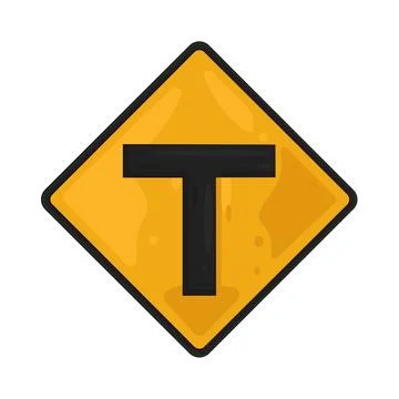 Illustration of T junction sign Stock Illustration