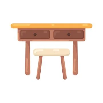 Illustration of  table with stool Ilustración de archivo