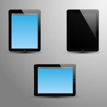 Illustration of a tablet with editable screen, horizontal view and idle screen Stock Illustration