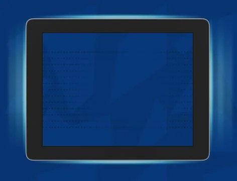 Illustration of tablet framed blue light lines Stockillustratie