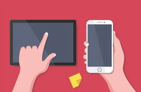 Illustration Tablet Smartphone Stick Note Modern Icon Technology Gadget Template Stock Illustration