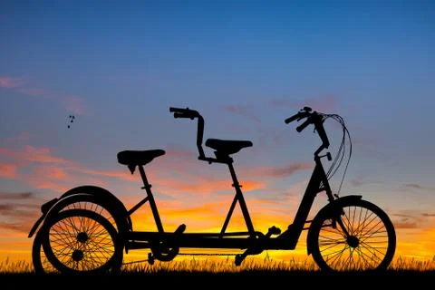 Illustration of tandem at sunset Stock Illustration