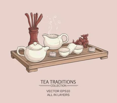 Illustration with tea ceremony Stock-Illustration