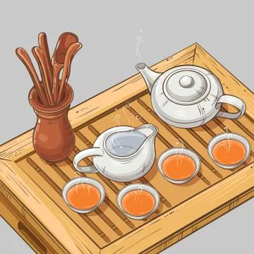 Illustration with tea ceremony Stock Illustration