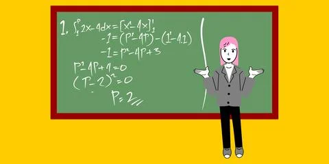 Illustration of teacher when teaching mathematic in the classroom 스톡 일러스트