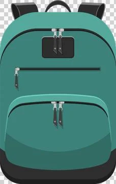 Illustration of a teal backpack, featuring zippered compartments and should.. Stock Illustration