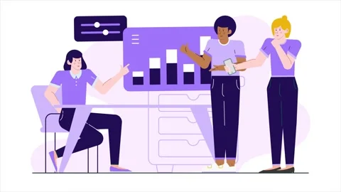 Illustration of teamwork consulting new project to the boss business animated Stock Footage 282759022