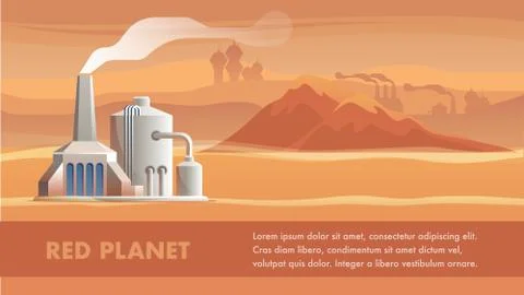 Illustration Technical Station Surface Red Planet Stock Illustration