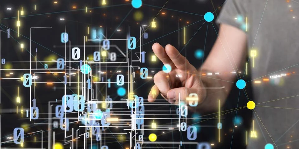 An illustration of technological development - a global network connecting ev Stock Photos