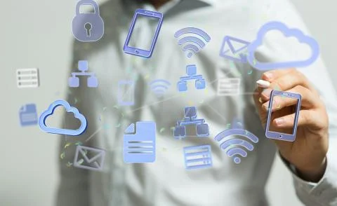 An illustration of technological development - a global network connecting ev Stock Photos