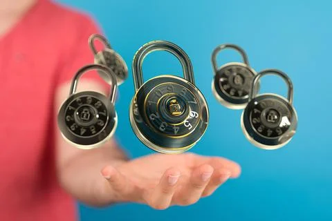 Illustration of Technology security concept background on the hand Stock Photos