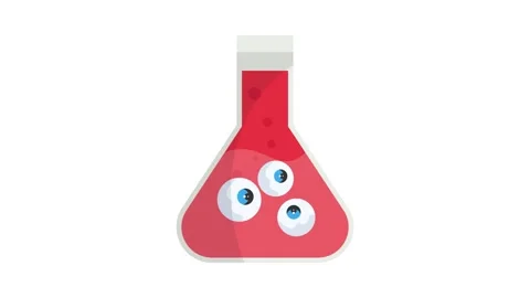 An illustration of a test tube featuring two eyeballs inside, depicted in a.. Stock Footage 332390714