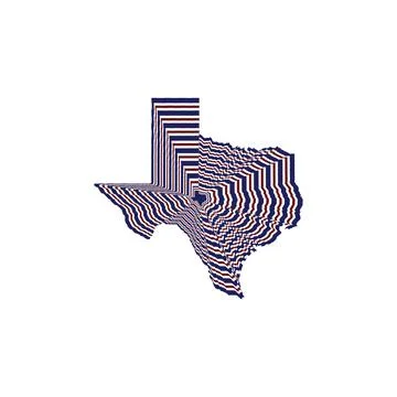 Illustration of Texas State map with lines in red, blue and white colors Stock Illustration