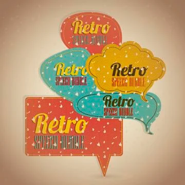 Illustration of text balloons,  retro style and color, vector illustration Illustrazione stock