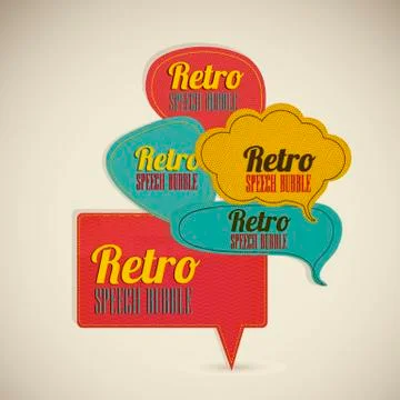Illustration of text balloons,  retro style and color, vector illustration Illustrazione stock