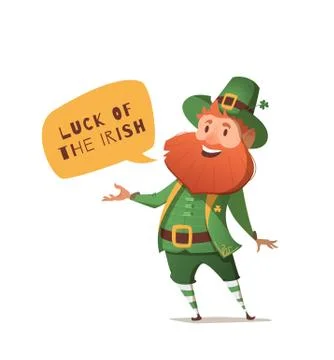 Illustration with text bubble leprechaun Irish luck. Stock Illustration