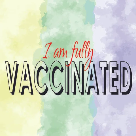 Illustration with text I am fully vaccinated Stock Illustration