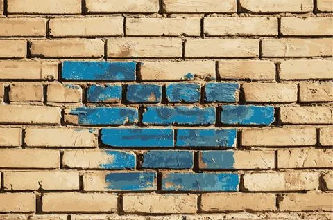 Illustration of the texture of old colored bricks. Close-up of a red and gr.. Ilustración de archivo