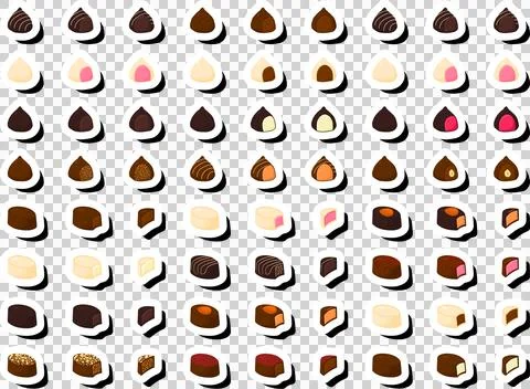 Illustration on theme beautiful big set sweet chocolate candy bonbon Ilustración de archivo