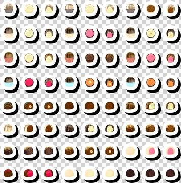 Illustration on theme beautiful big set sweet chocolate candy bonbon 스톡 일러스트