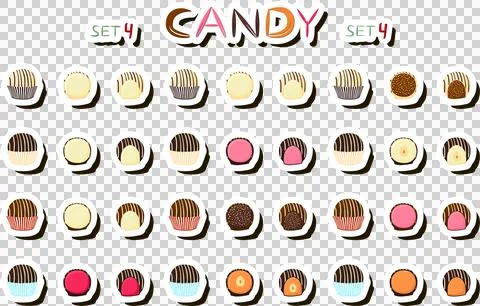 Illustration on theme beautiful big set sweet chocolate candy bonbon Stock Illustration