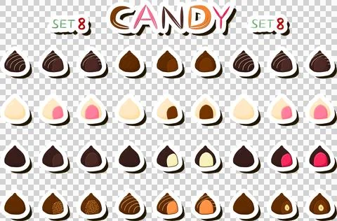 Illustration on theme beautiful big set sweet chocolate candy bonbon Ilustración de archivo