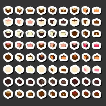 Illustration on theme beautiful big set sweet chocolate candy bonbon Stock Illustration
