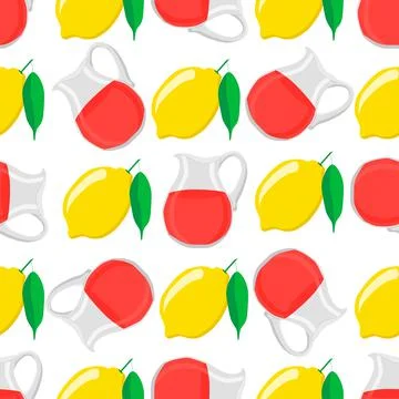 Illustration on theme big colored lemonade in lemon jug Stock Illustration