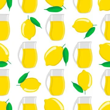 Illustration on theme big colored lemonade in lemon jug Stock Illustration
