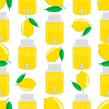Illustration on theme big colored lemonade in lemon jug Stock Illustration