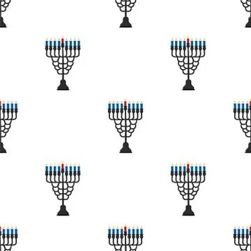 Illustration on theme big colored pattern menorah Stock Illustration