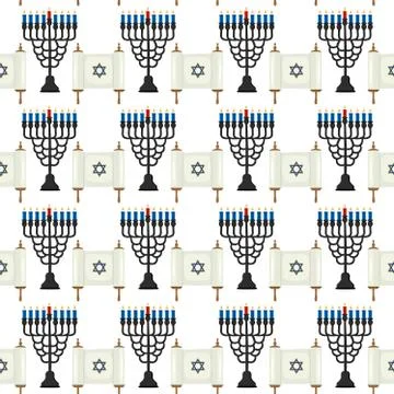 Illustration on theme big colored pattern menorah Stock Illustration