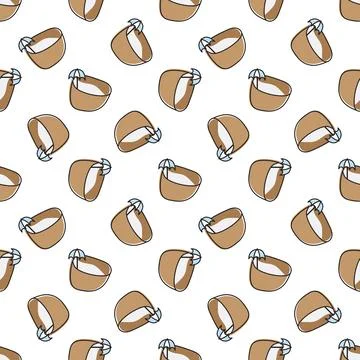 Illustration on theme big colored seamless coconut, bright fruit pattern for  Stock Illustration