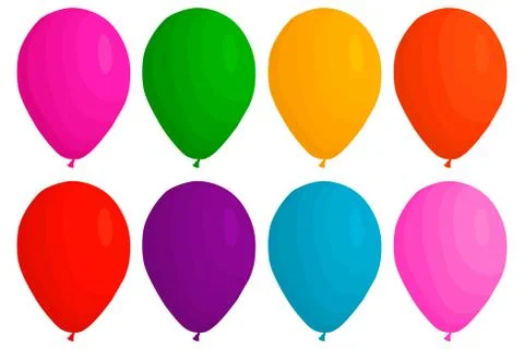 Illustration on theme big colored set different types inflatable rubber ballo Stock Illustration