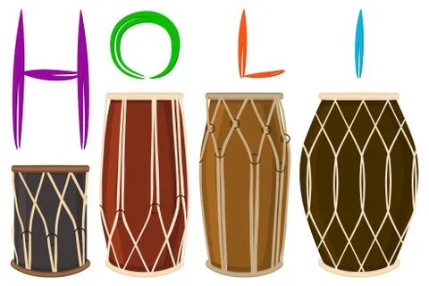 Illustration on theme big colored set different types audio drums Stock Illustration